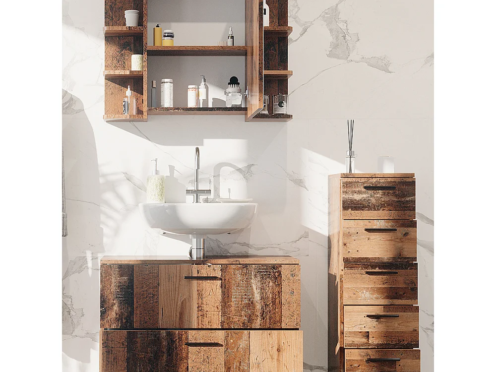 Set di mobili da bagno rovere rustico 60x33x60.8 ilias
