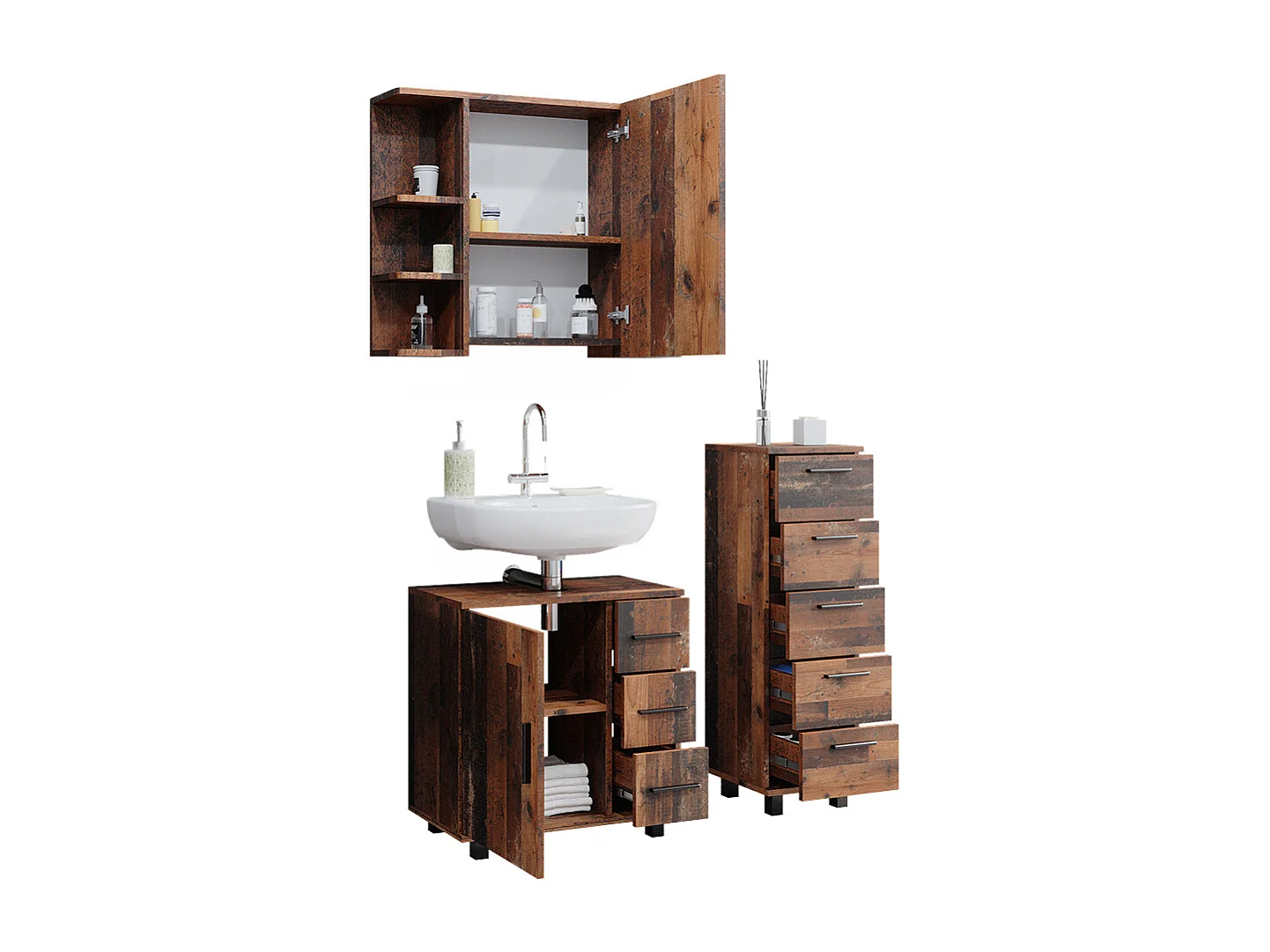Set di mobili da bagno rovere rustico 60x33x60.8 ilias