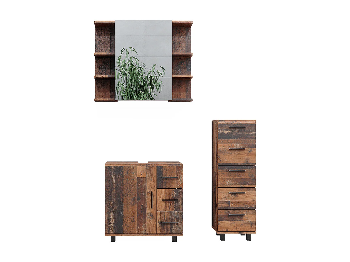 Meubles bain chêne rustique 60x33x60.8 ilias