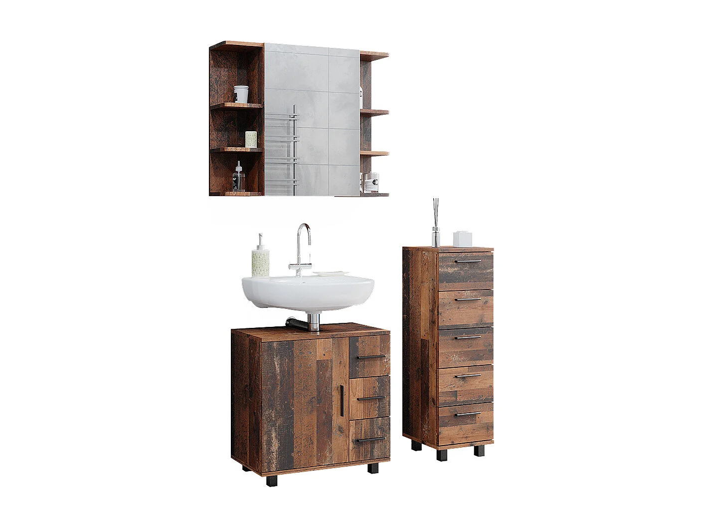 Meubles bain chêne rustique 60x33x60.8 ilias