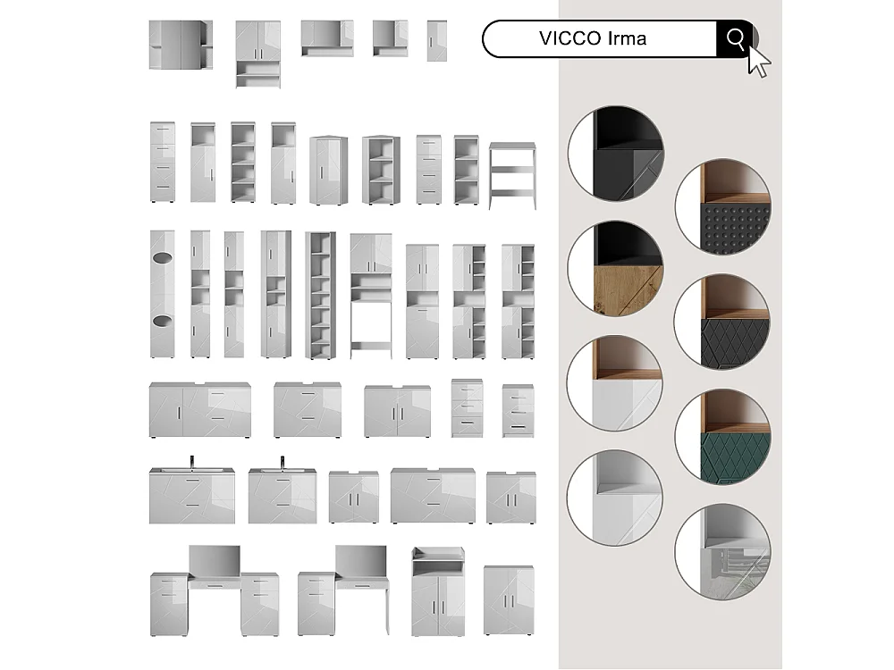 Conjunto de móveis de casa de banho antracite alto brilho 80x41x58 irma