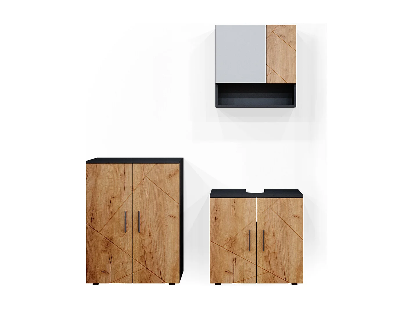 Meubles bain chêne doré/anthracite 80x41x58.6 irma