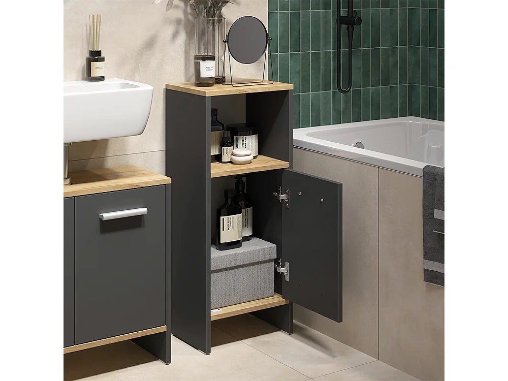 Meubles bain anthracite/chêne doré 63.8x26.3x57 karli