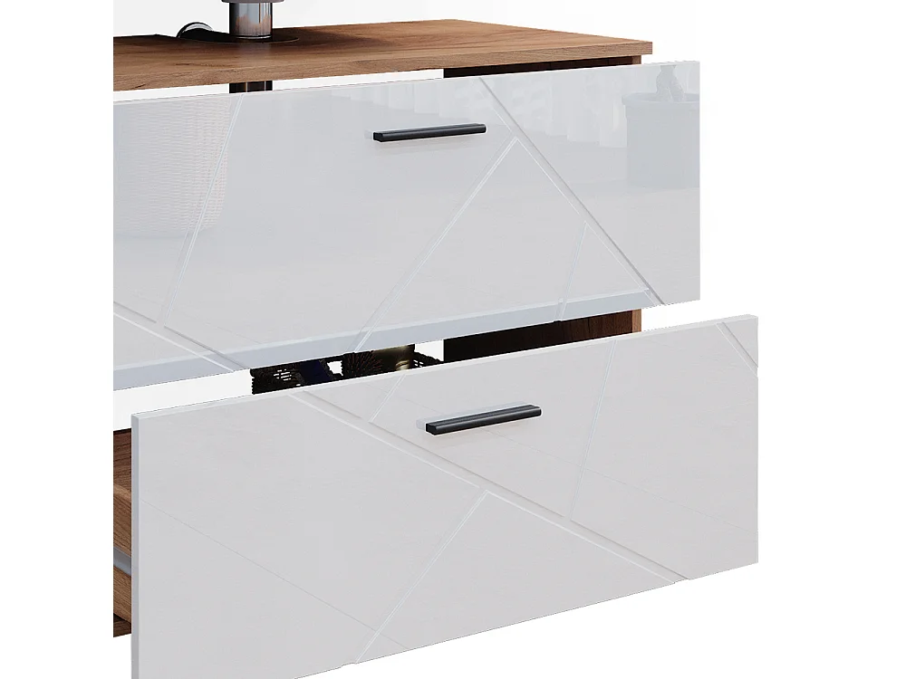 Badmöbel-Set weiß hochglanz/goldkraft eiche 80x41x58.6 irma