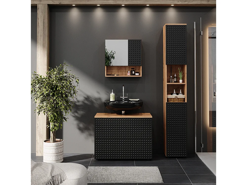 Conjunto de muebles de baño lunares antracita 80x41x58.6 irma