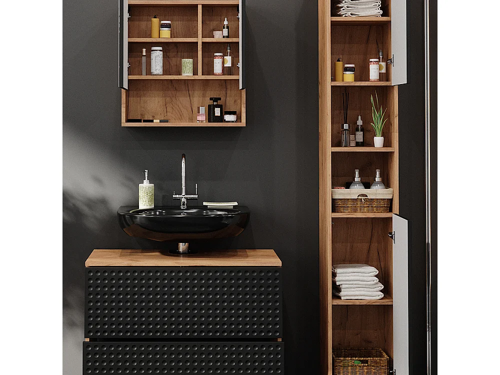 Meubles bain anthracite à pois 80x41x58.6 irma