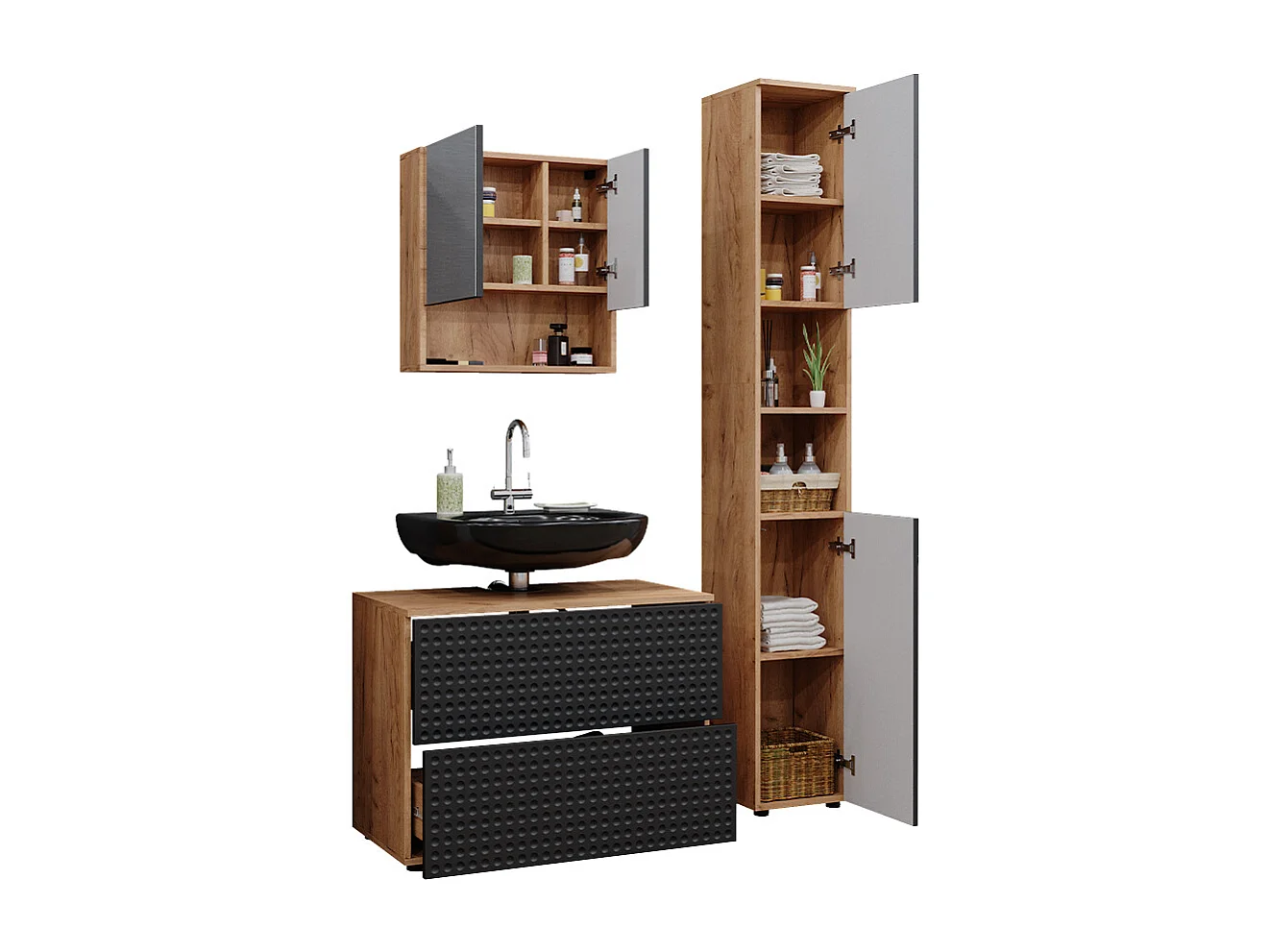 Meubles bain anthracite à pois 80x41x58.6 irma