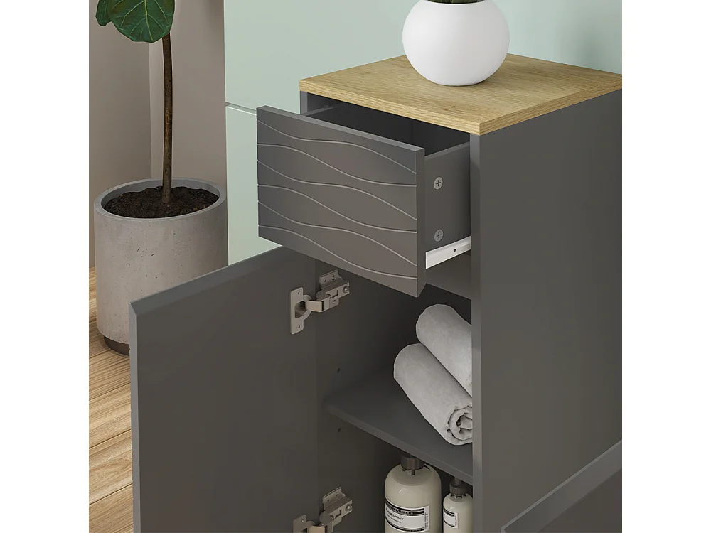 Meubles bain anthracite/chêne 60x30x60 livia