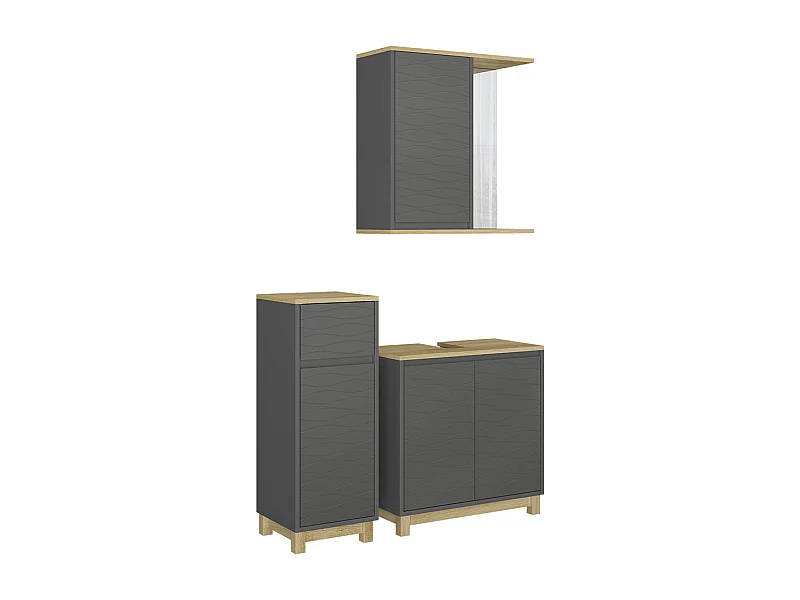 Badmöbel-Set anthrazit/eiche 60x30x60 livia