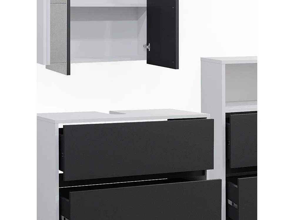 Meubles bain blanc/anthracite 80x40x58 maltin