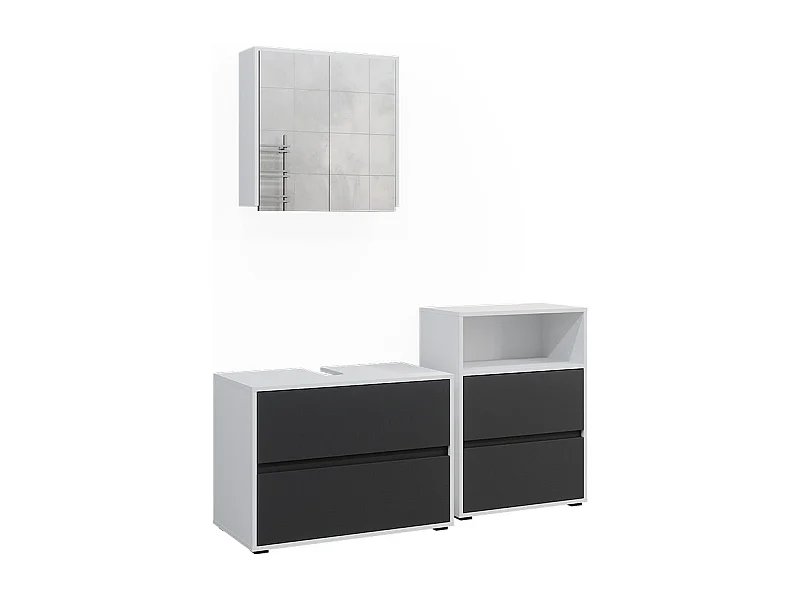 Set di mobili da bagno bianco/antracite 80x40x58 maltin