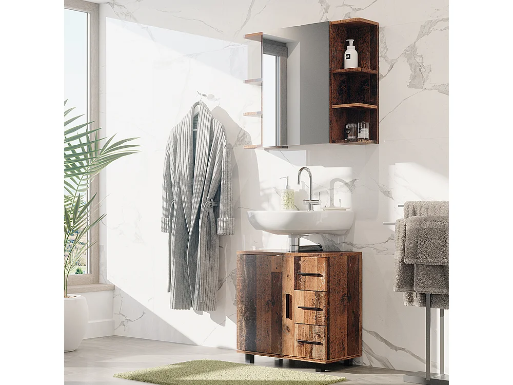 Set di mobili da bagno rovere rustico 60x33x60.8 ilias