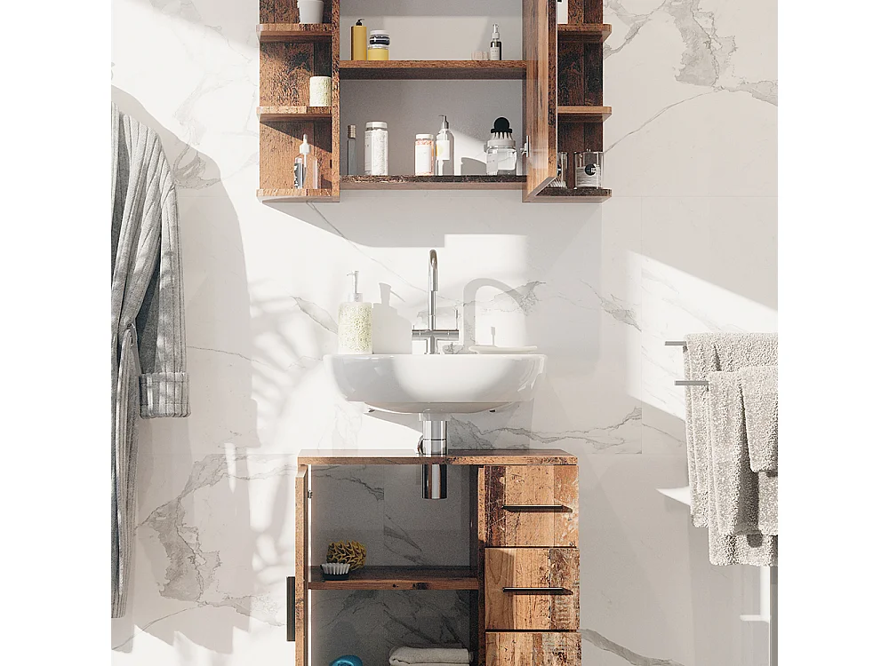 Set di mobili da bagno rovere rustico 60x33x60.8 ilias