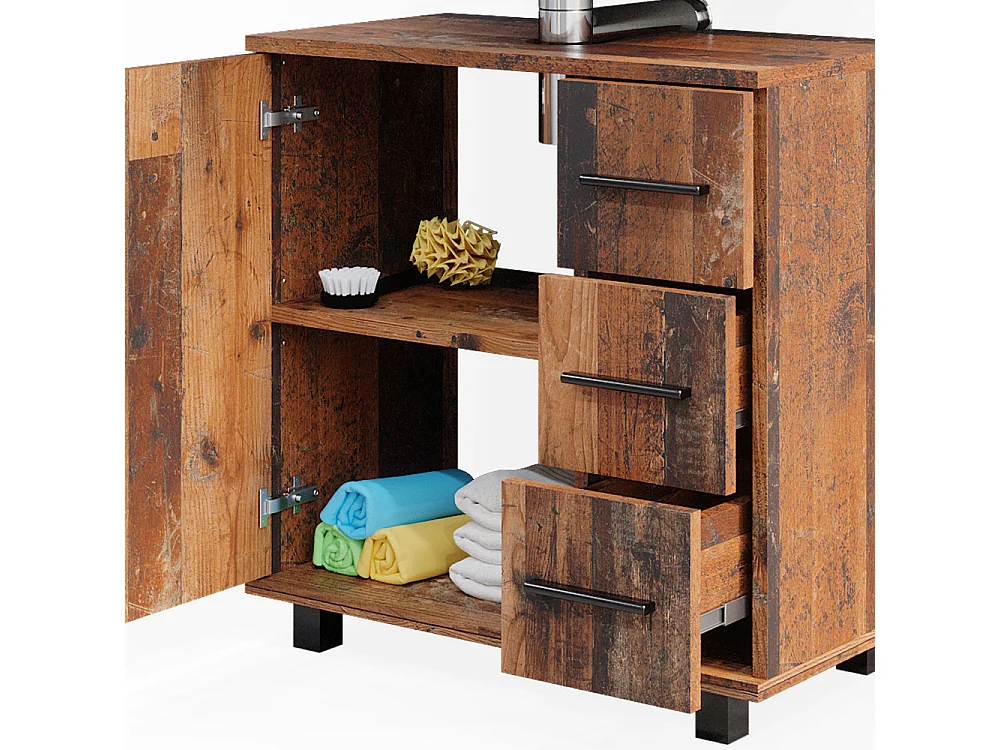 Meubles bain chêne rustique 60x33x60.8 ilias