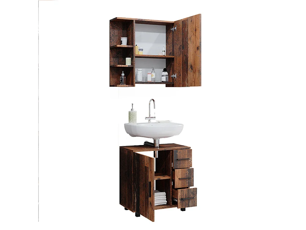 Meubles bain chêne rustique 60x33x60.8 ilias