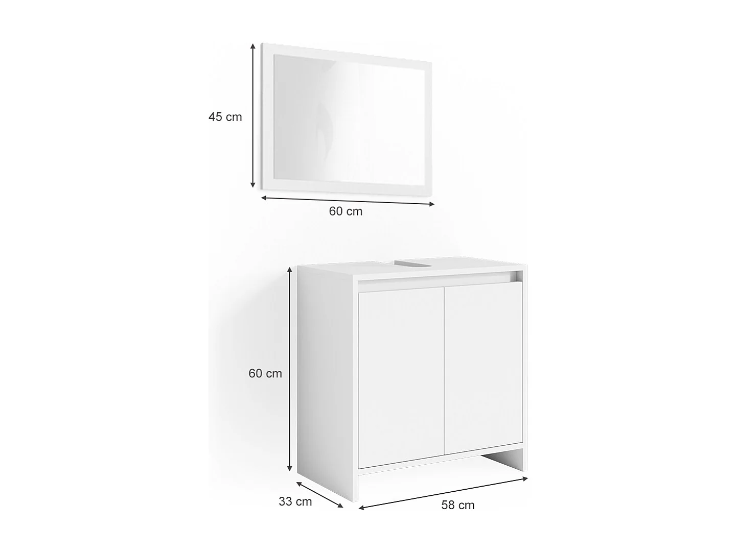 Conjunto de muebles de baño blanco 58x33x60 emma