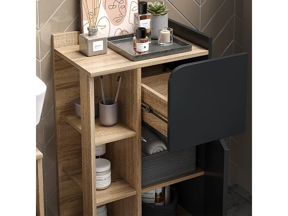 Badmöbel-Set sonoma/anthrazit 60x35x65 karen