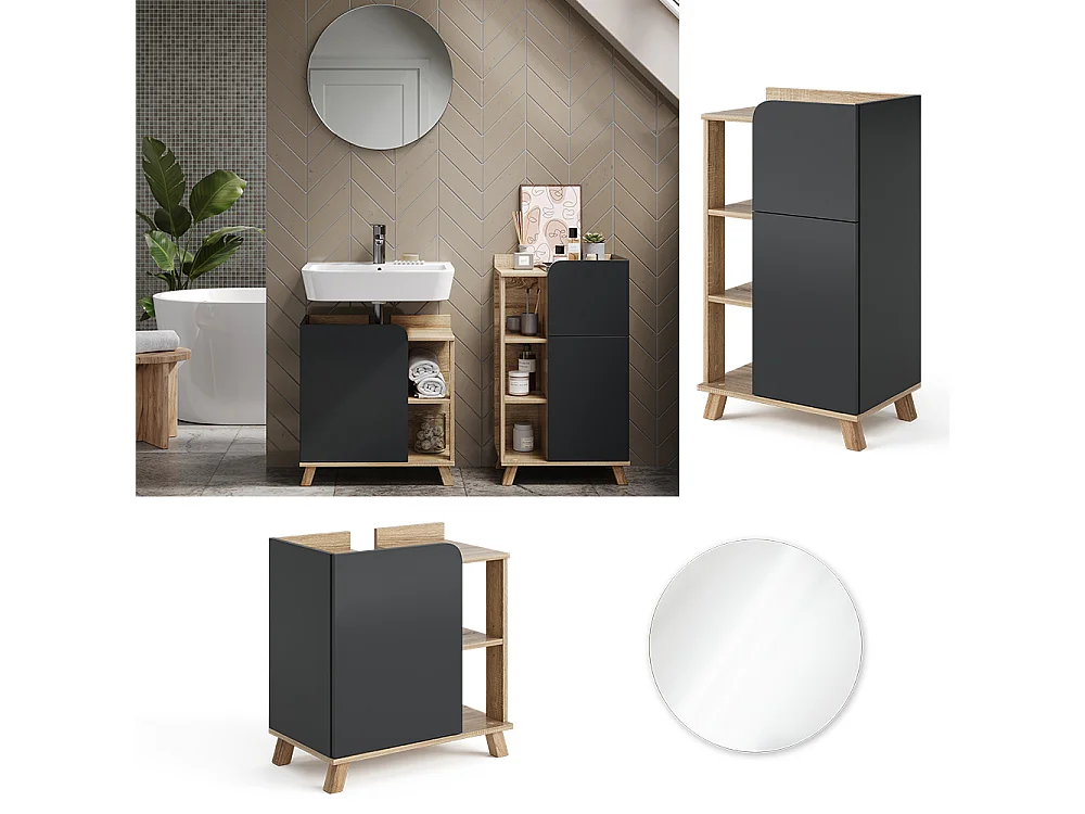 Bathroom furniture set sonoma/anthracite 60x35x65 karen