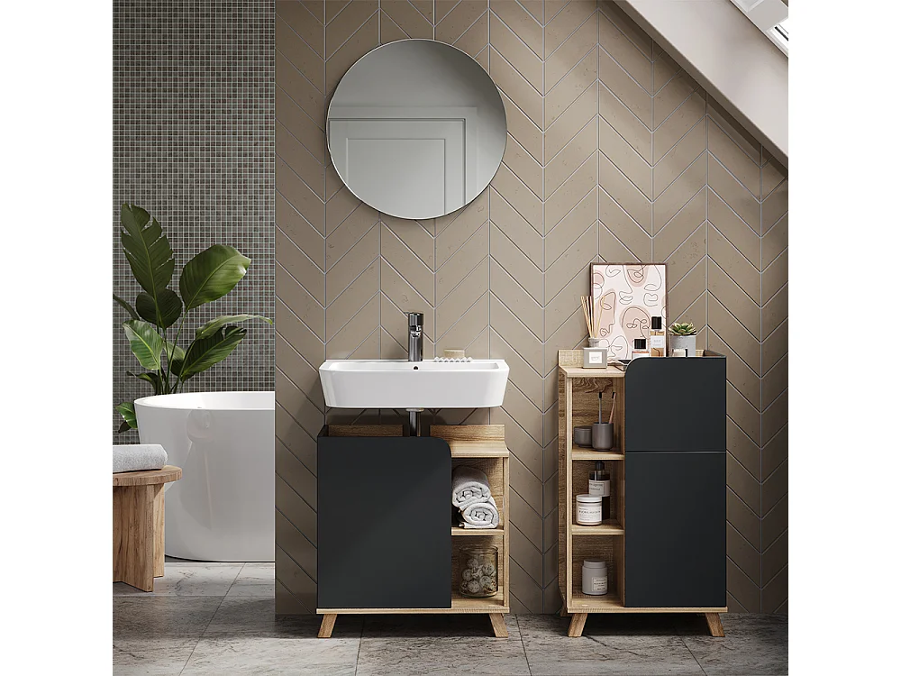 Bathroom furniture set sonoma/anthracite 60x35x65 karen