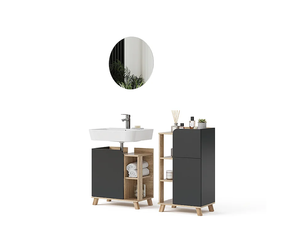 Bathroom furniture set sonoma/anthracite 60x35x65 karen