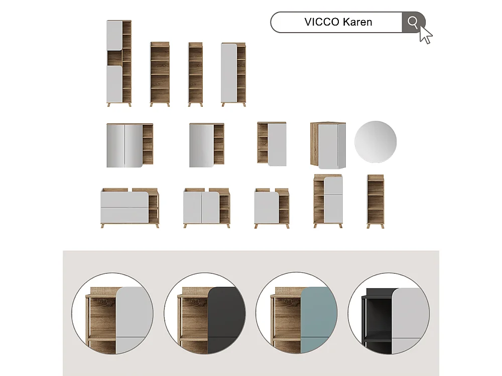 Bathroom furniture set sonoma/anthracite 60x35x65 karen