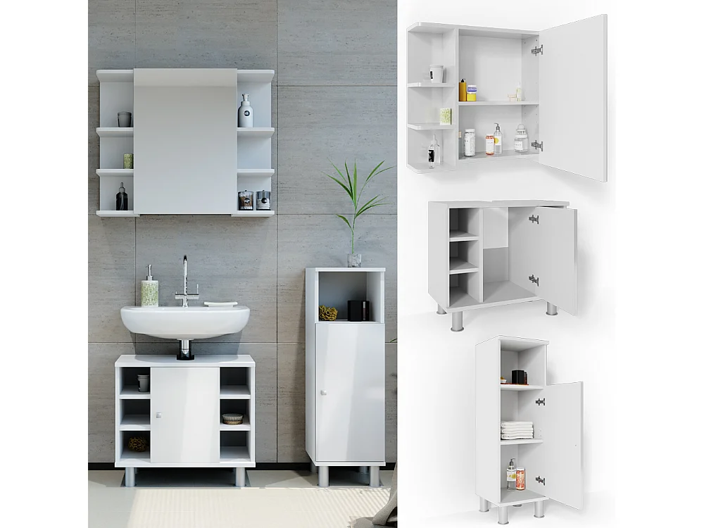 Set mobili bagno bianco lucido 60x32x54 fynn