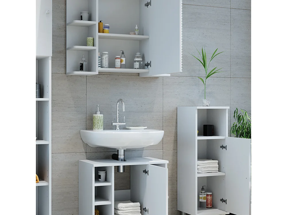 Set mobili bagno bianco lucido 60x32x54 fynn