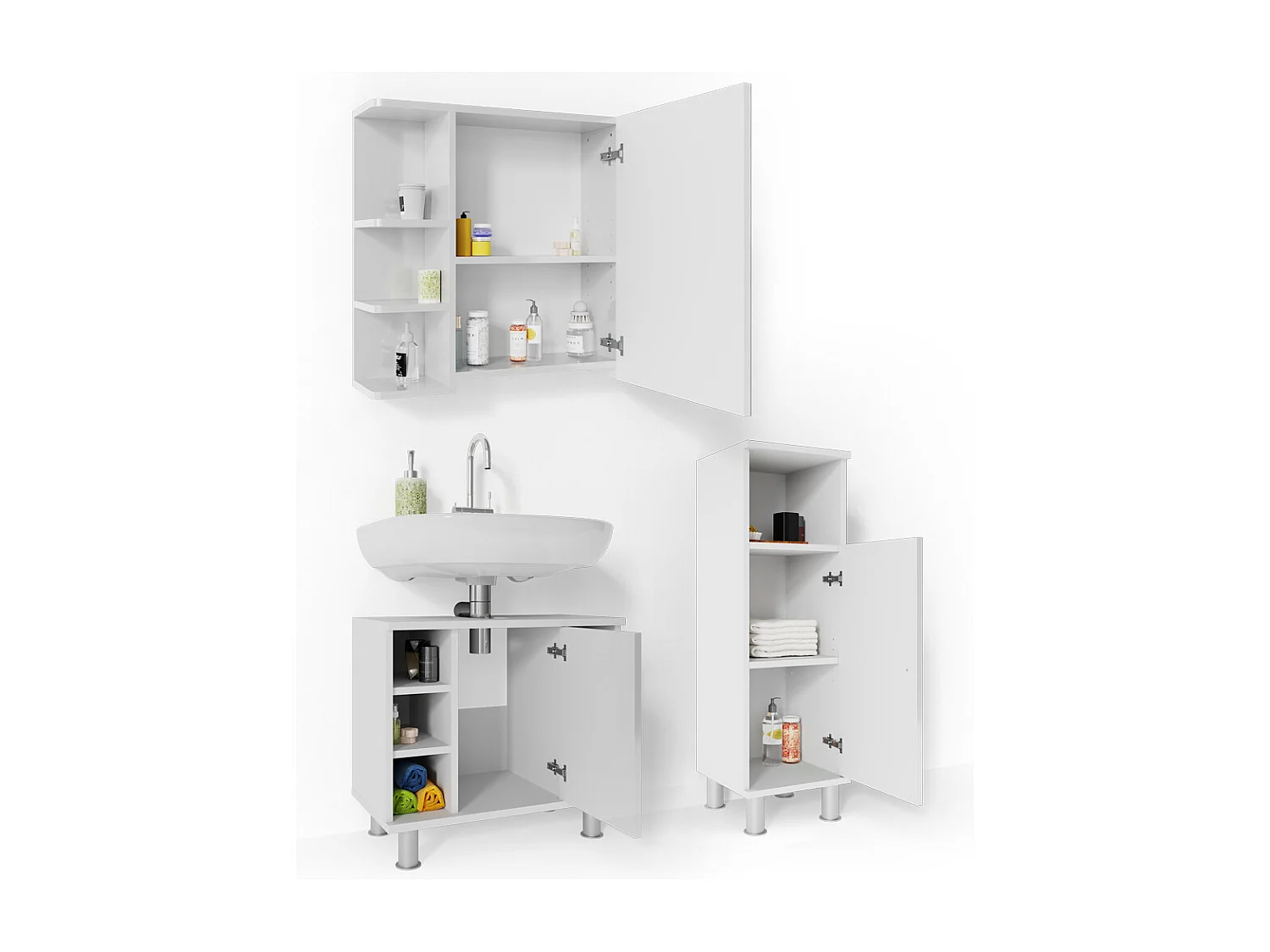 Set mobili bagno bianco lucido 60x32x54 fynn