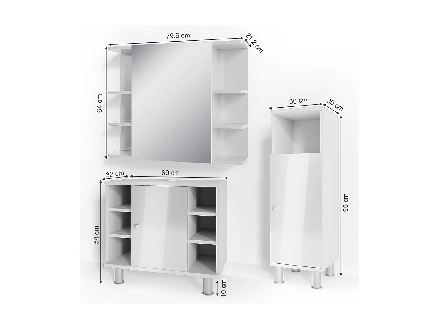 Meubles bain blanc haute brillance 60x32x54 fynn