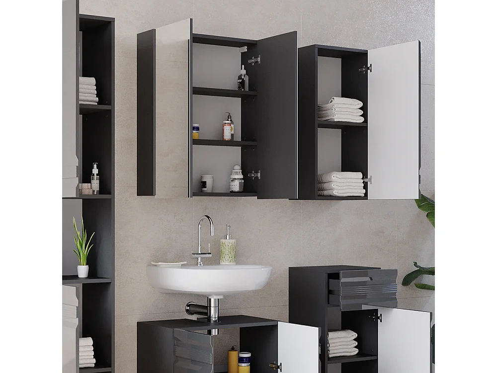 Conjunto de muebles de baño antracita alto brillo 56x34x60 fredd