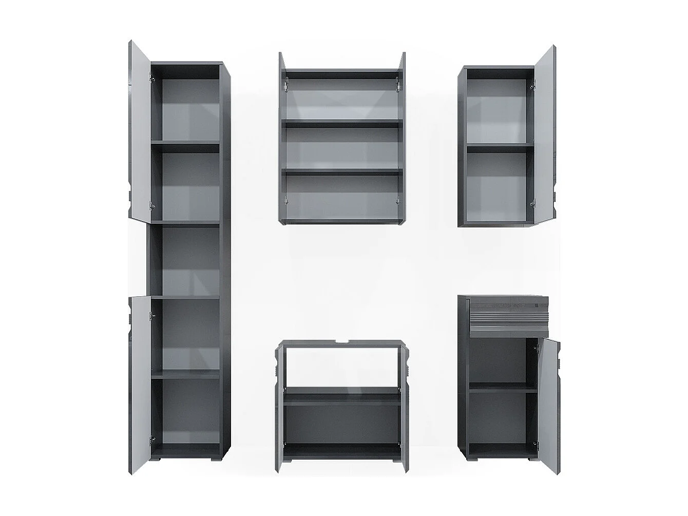 Meubles bain anthracite haute brillance 56x34x60 fredd