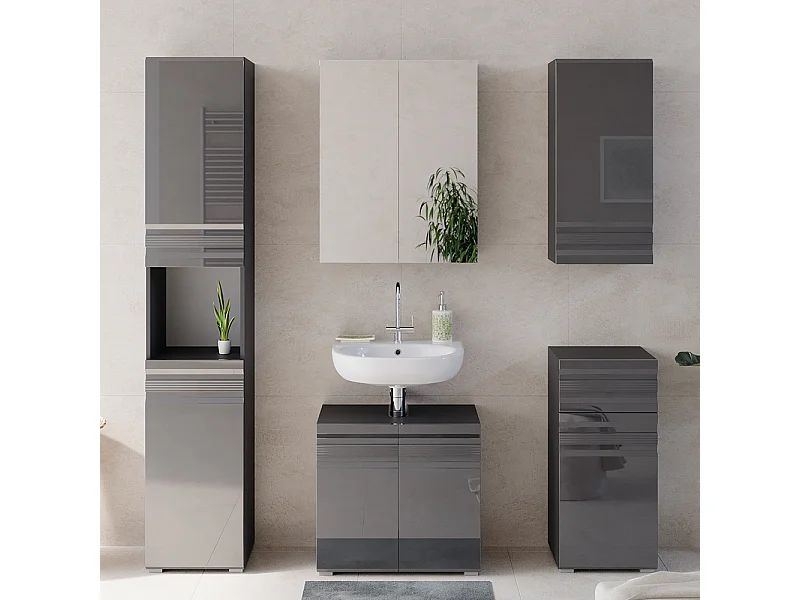 Meubles bain anthracite haute brillance 56x34x60 fredd