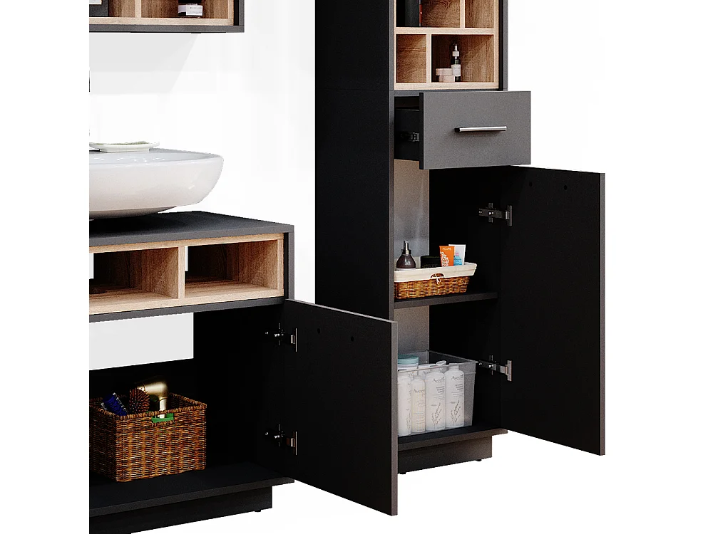 Conjunto de muebles de baño antracita 80x40x64 beatrice
