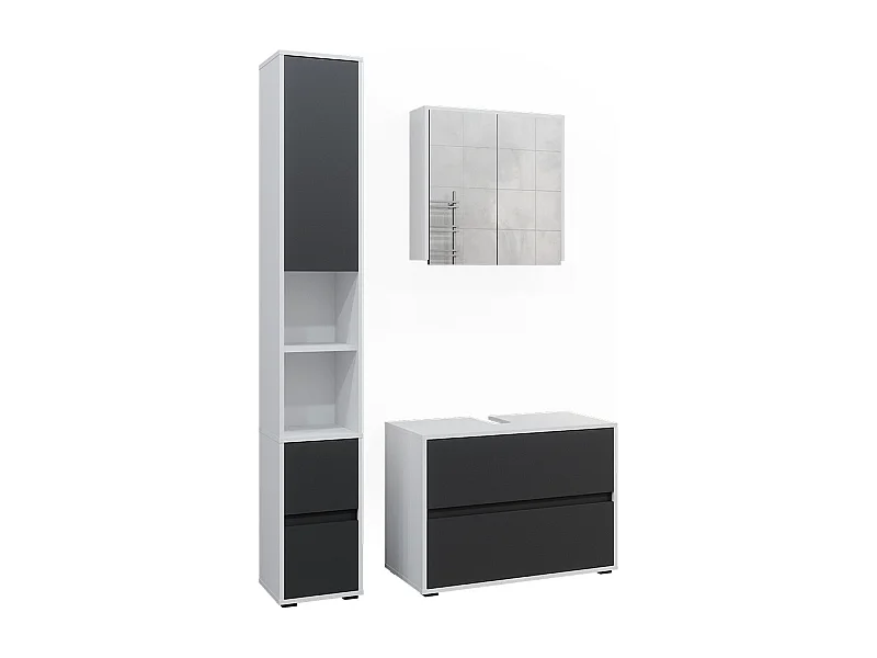 Conjunto de muebles de baño blanco/antracita 80x40x58 maltin