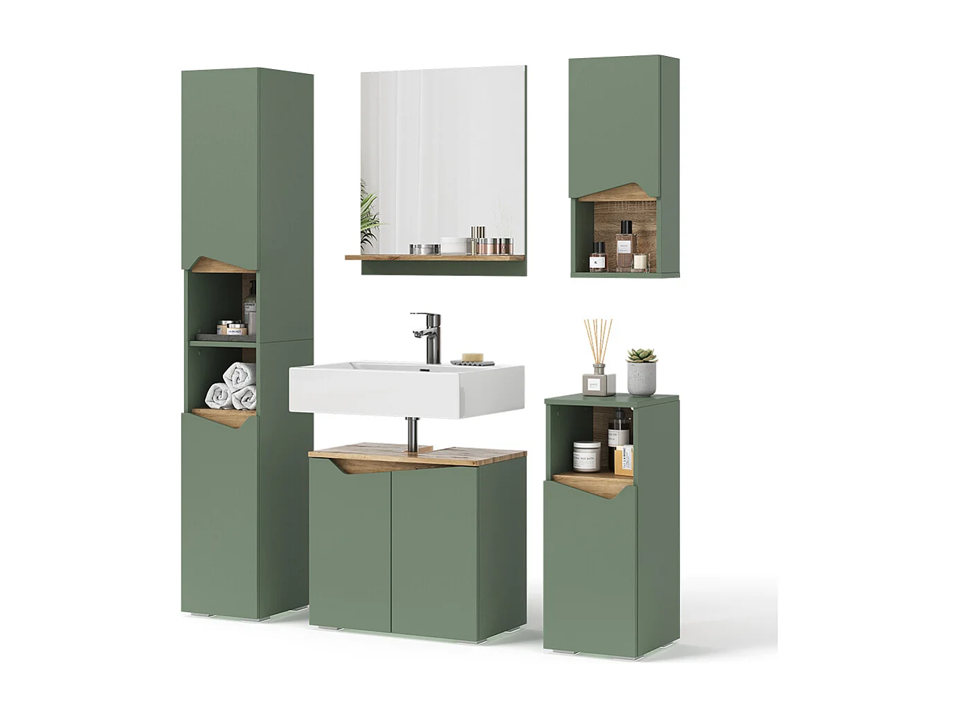 Ensemble de meubles de salle de bains vert/artisan 60x35x57 marelle