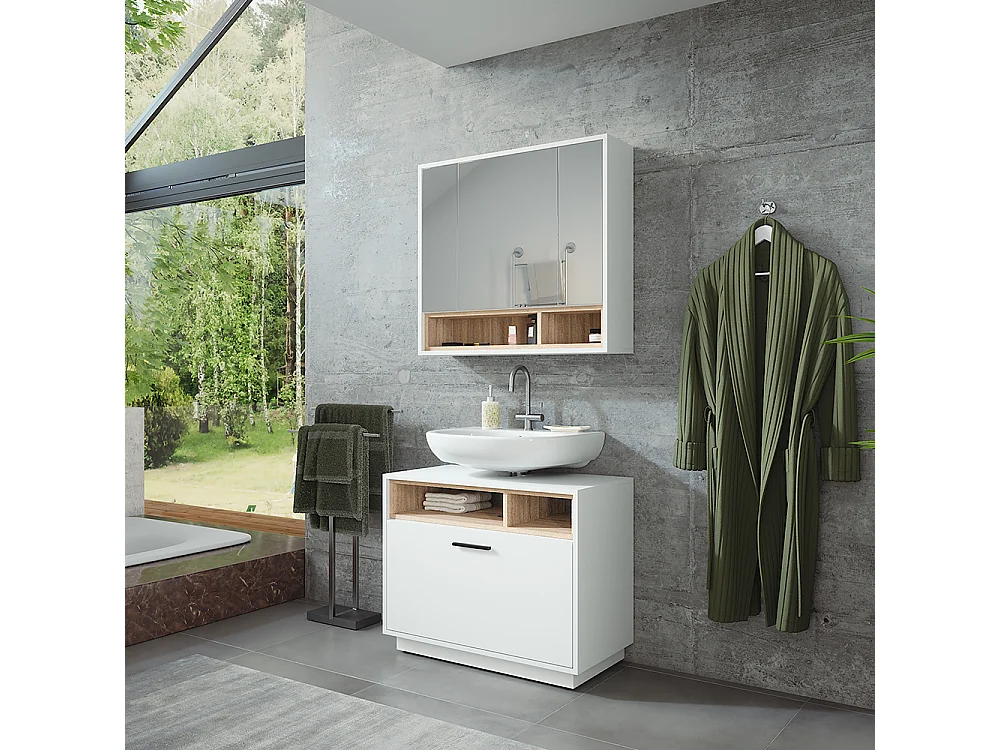 Badmöbel-Set weiß/sonoma 80x35x64 beatrice