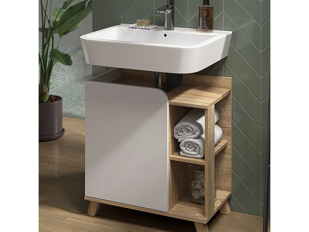 Badmöbel-Set sonoma/weiß 60x35x65 karen