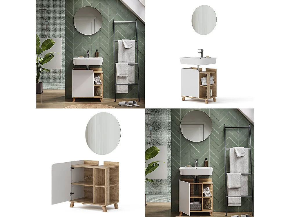 Badmöbel-Set sonoma/weiß 60x35x65 karen