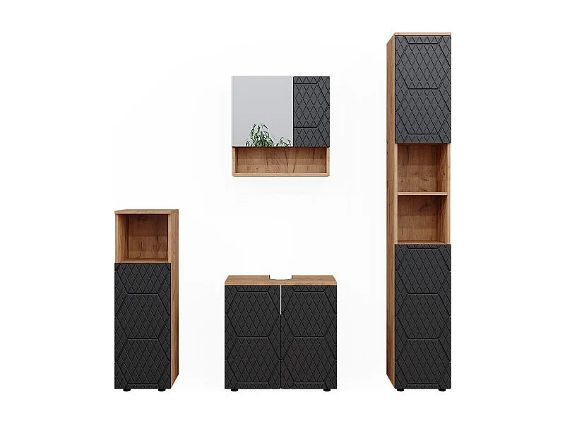 Conjunto de muebles de baño antracita con estructura de panal 80x41x58.6 irma