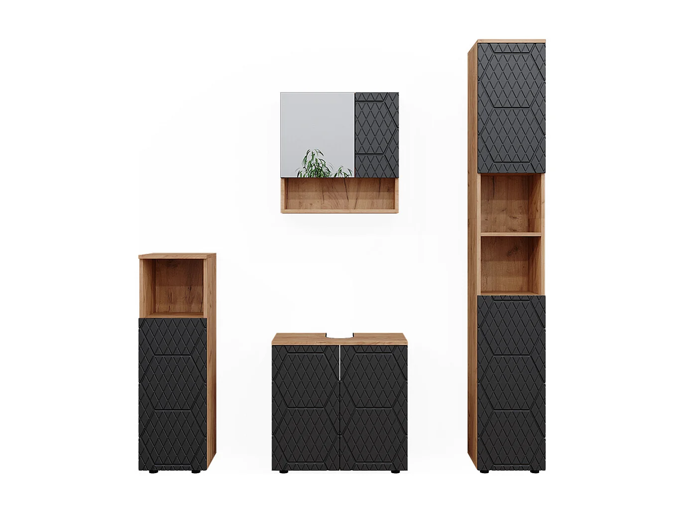 Conjunto de muebles de baño antracita con estructura de panal 80x41x58.6 irma