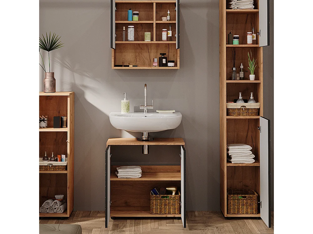 Conjunto de muebles de baño antracita con estructura de panal 80x41x58.6 irma