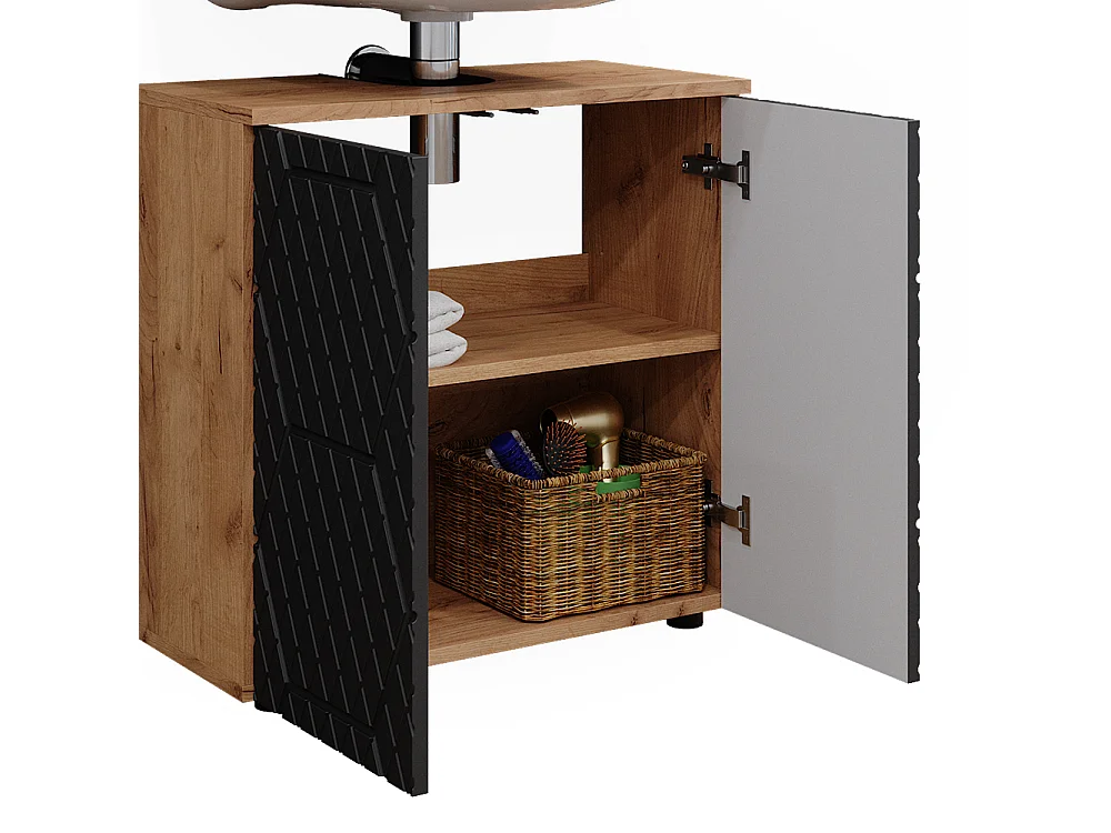 Conjunto de muebles de baño antracita con estructura de panal 80x41x58.6 irma