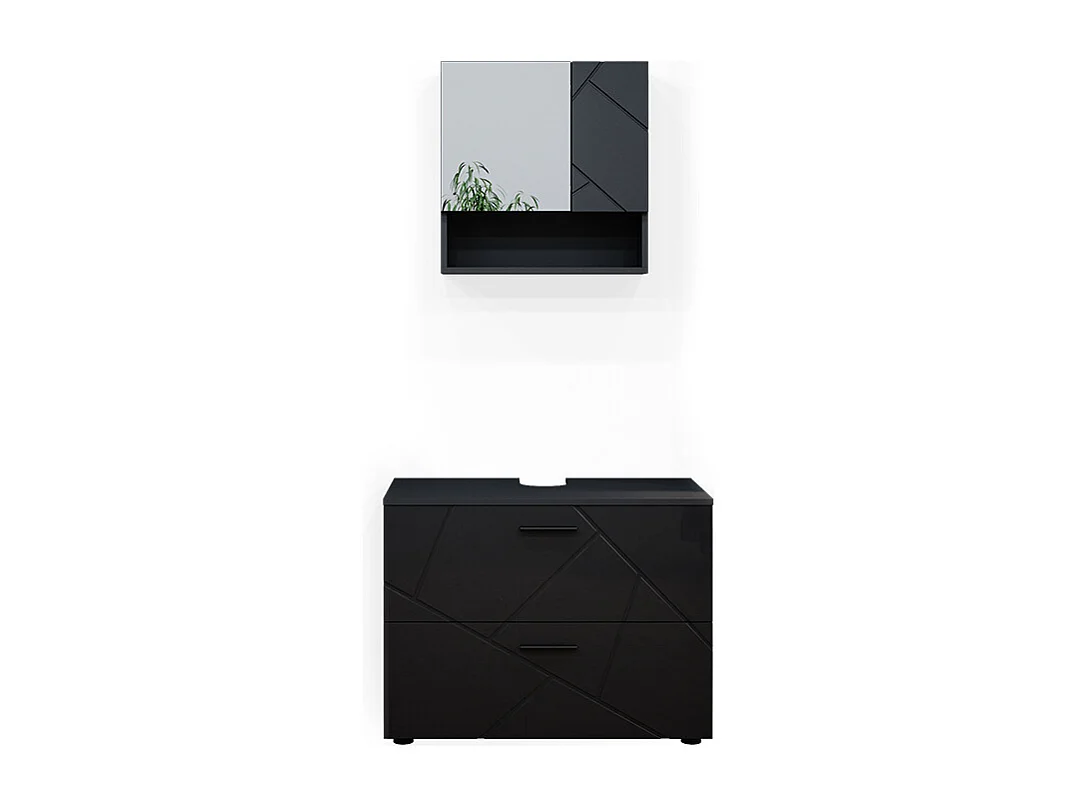 Set mobili bagno antracite lucido 80x41x58.6 irma