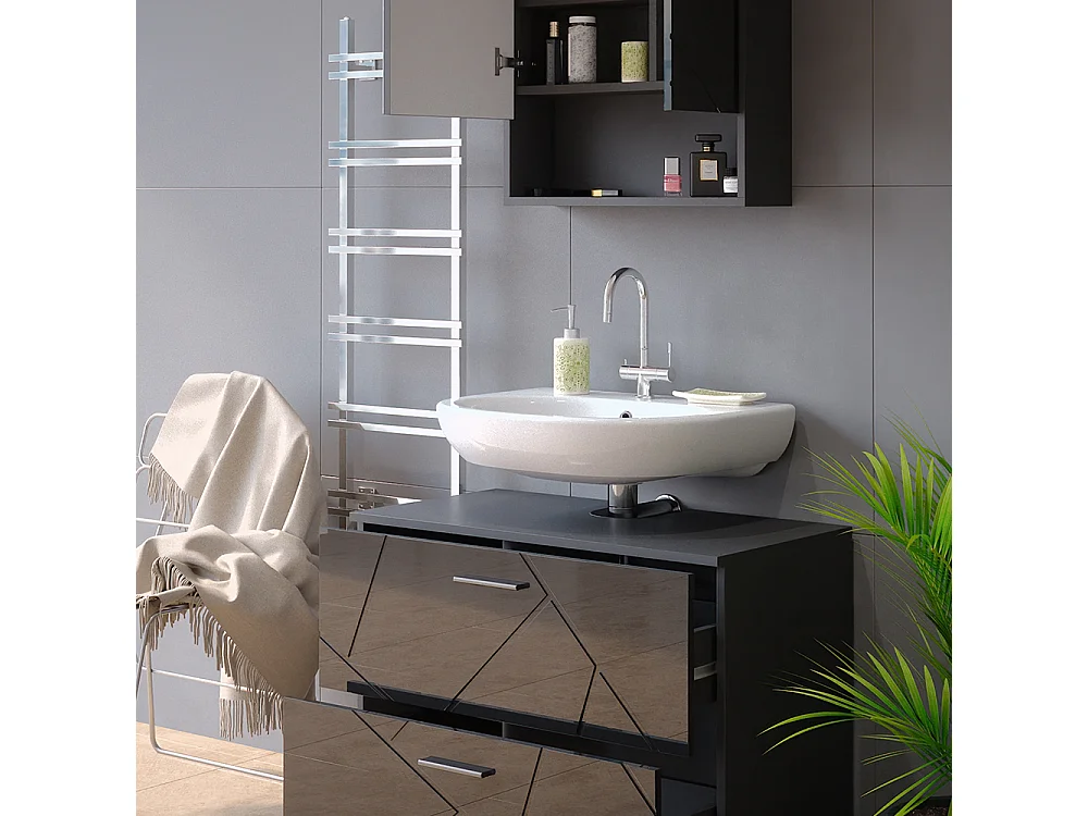 Meubles bain anthracite haute brillance 80x41x58.6 irma