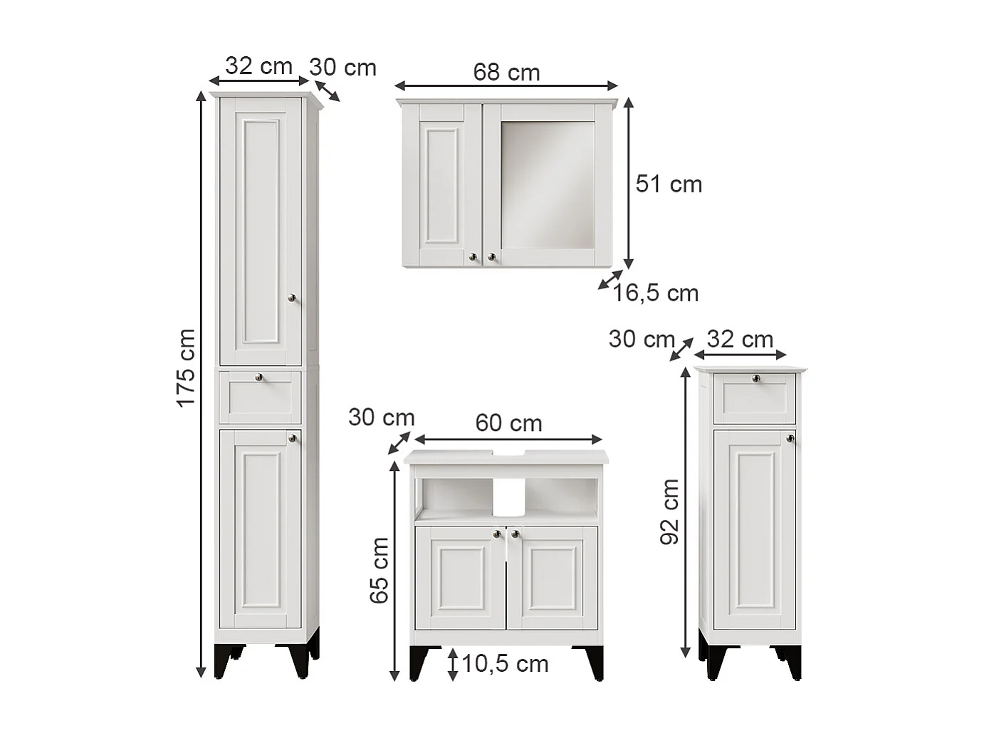Ensemble de meubles de salle de bains blanc 60x30x65 vanity