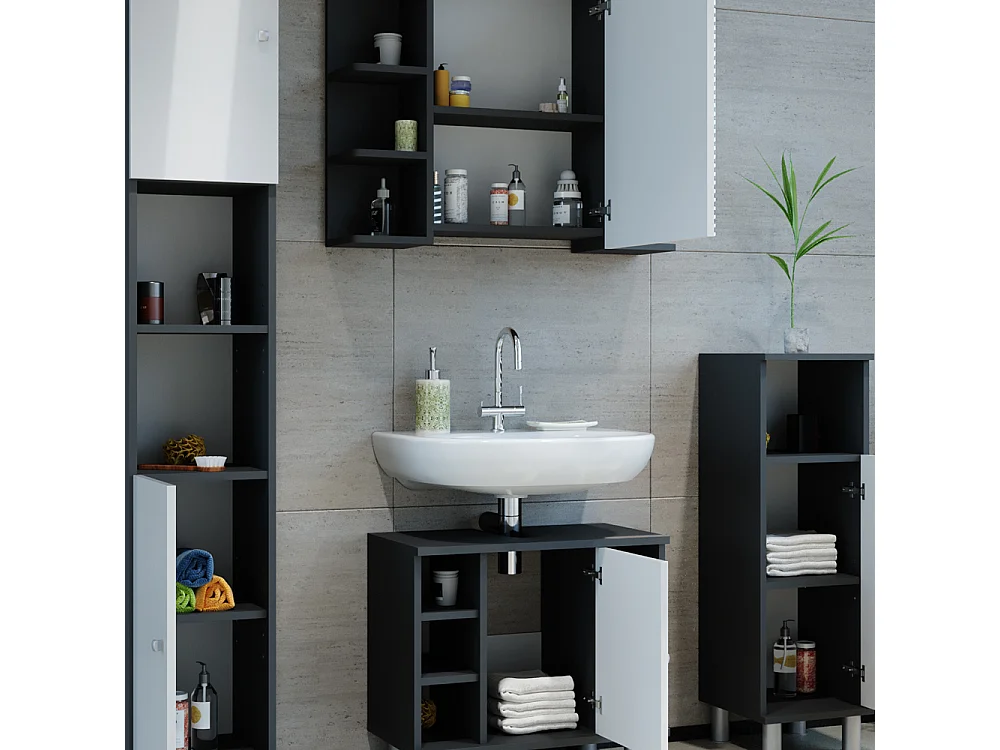 Set mobili bagno antracite 60x32x54 fynn