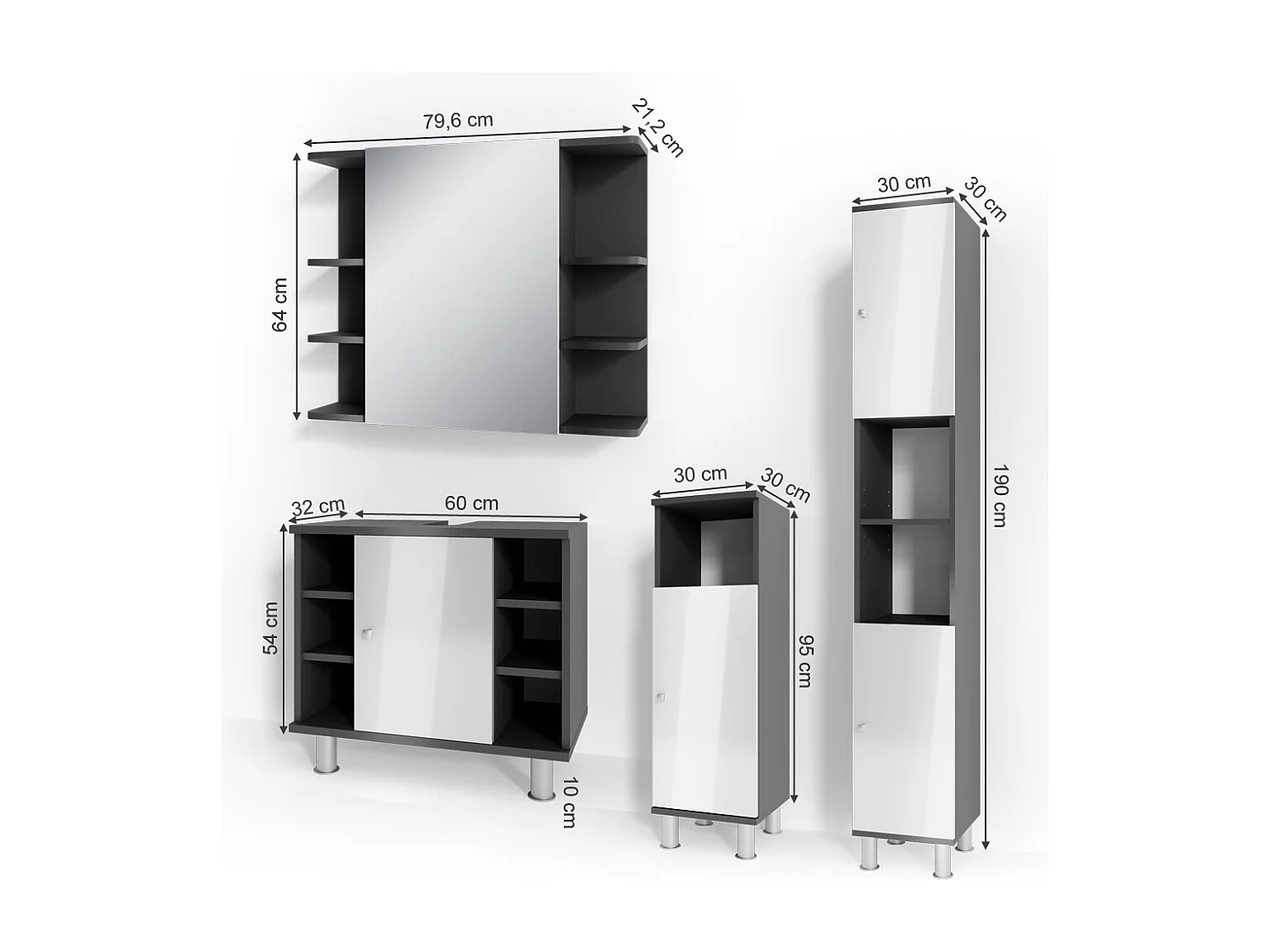 Meubles bain anthracite 60x32x54 fynn