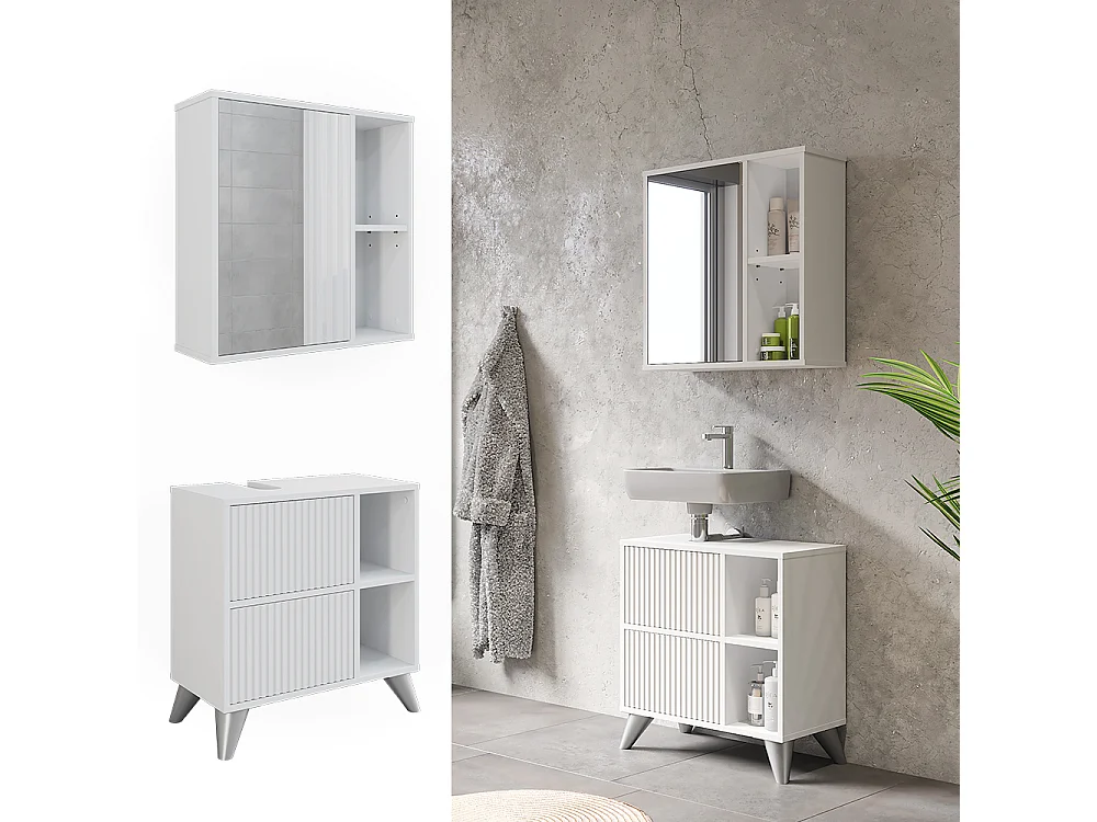 Set di mobili da bagno bianco 60x30x62 leano