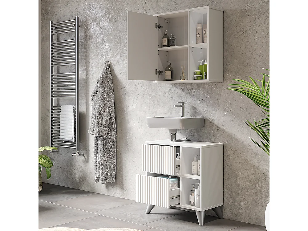 Set di mobili da bagno bianco 60x30x62 leano