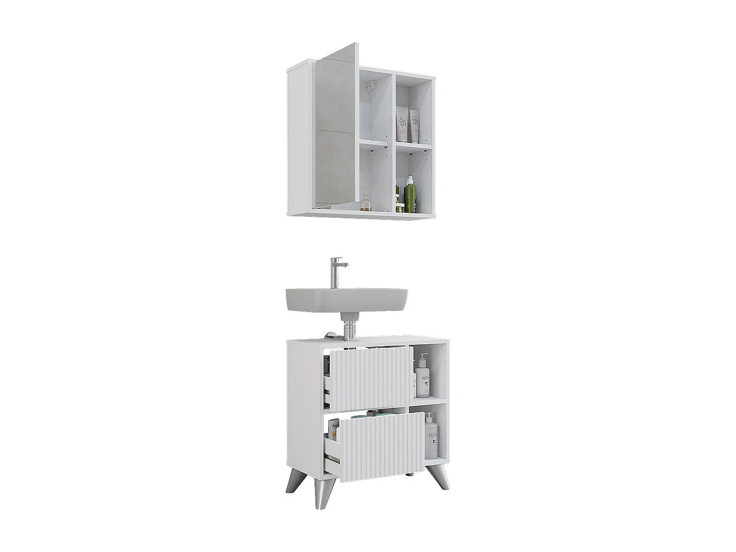 Set di mobili da bagno bianco 60x30x62 leano